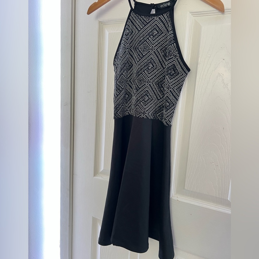 Eclipse Black and White Backless Dress